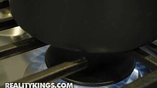 sultry woman notices a guy staring and offers a friendly chat.