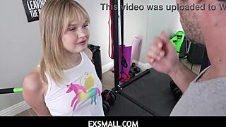 tiny 18+ coco lovelock gives sloppy blowjob to big stud during workout, wanna watch?