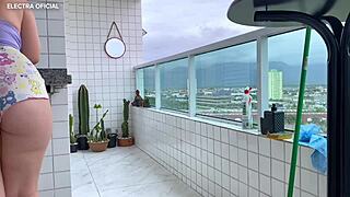 i watch my latina neighbor clean in shorts what a delight