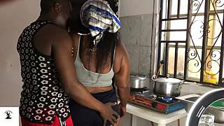 grandma fake a sound while cooking lunch for me after school hour just to fuck my big black cock