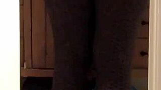 Wife shows off her leggings-clad big ass.