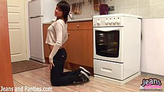 Emo Tomboy Teen Strips Off Tight Jeans And Panties