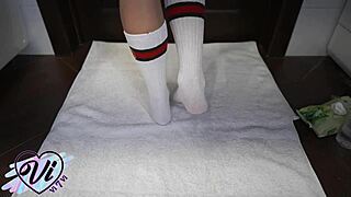 Brunette Shows Her Feet And Foot Fetish Closeup