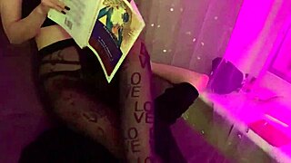 mistress sofi in nylon tights facesitting while reading