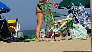 Candid On Little Slut At Beach!