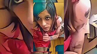 Shemale teases with sensual strip