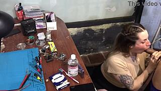 Latina sucks technician's dick for payment 😏