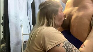 Latina sucks technician's dick for payment 😏