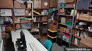 Hot Girl Shoplifter In Lingerie Gets Caught And Fucked By The Guard At The Office