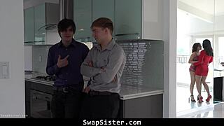 Pervert stepbros swap hot stepsisters