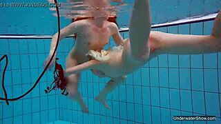 two teen blondes having sex in the pool underwater