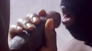 Taking that big chocolate cock all in, homemade outdoor fun