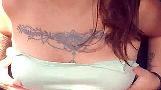 showing my panties and tits in car on highway!