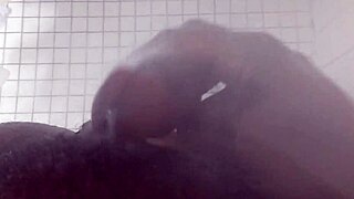 kinky femdom lactating in shower with milk cumshot