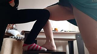 Middle Aged Woman And Student Masturbate On Chairs