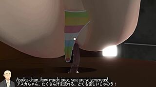 Teen sucks cock through glory hole, getting cum in mouth on big tits.