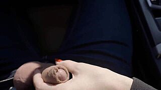 Blonde sucks dick while driving in public outdoor