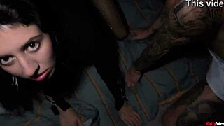 Cuckold Husband Feels Humiliation Watching Two Guys Fuck His Slut Wife. Double Creampie Included.