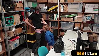 Does Hot Blonde Milf Guard Fuck Thief?