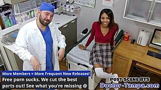 ebony cheerleader gets humiliated during physical by doctor