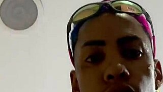 Enjoying a solo session in the kitchen