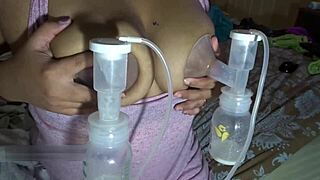 Milf big lactating tits get breast pumped and milked