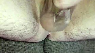 Huge Uncircumcised Cock Jerked Off to Orgasm with Cum Swapping