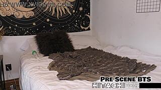 Nicole Luva moans using vibrator backstage