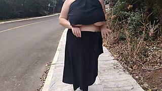 priscila, why you walking the streets with no panties under that transparent skirt? showing off those big tits?