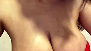 my stepmom's huge milky tits in red dress