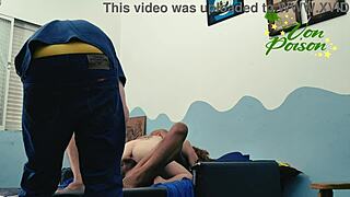 I share his big cock with my little sister behind the scenes