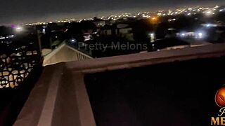 Rooftop sex from midnight to dawn, creampie and squirting