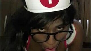 young latina nurse cares for patient in hospital