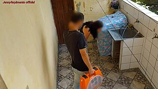 Wow, hotwife pays plumber with blowjob while husband works