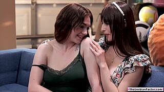 Busty MILF Licks College Teen's Shaved Pussy