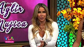 Hey, check out Aylin Mujica's marked nipples and big ass in mini skirt upskirt
