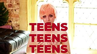 Does the student play with her ass and fuck herself at the party?