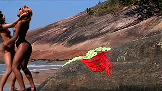 Young Lesbians Share Sensual Kisses While Licking And Toying Tight Shaved Holes Outdoors