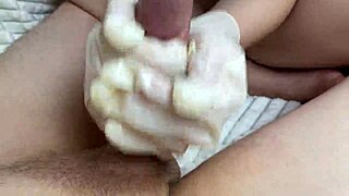 Why are you masturbating my cock in latex gloves with oil pov step sister