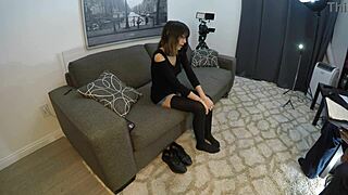 candy cruise goes through intense casting interview with deepthroat gagging and choking on cock