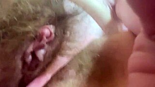 housewife teases big clit with vibrator through wet panties in close up