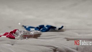 lesbian step sisters enjoy erotic scissoring tribbing pussy licking on 4th of july workout