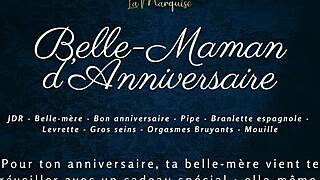 Oh man, belle-maman gets bent over in doggystyle for her anniversary - French audio porn action!