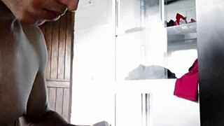 Primo masturbates on desk and enjoys his cum release