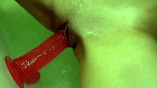 Cute Girl Jerks Off Tight Pussy With Big Dildo In Bedroom Solo!