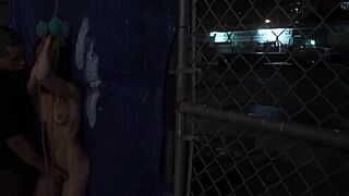 anal slut anya gets banged rough in outdoor public gangbang with bound bdsm action