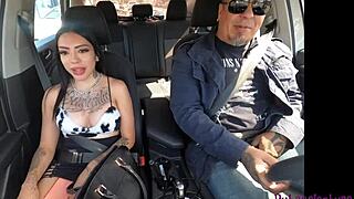 CASTING a tattooed skinny Latina Baby Kat with doggystyle riding and pussy licking by Luis Garay.