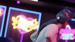 Catwoman performs a sexy dance with big tits and big ass, leading to hardcore anal creampie with monster cock in cartoon fetish style.