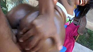 super hot black brazilian babe gets fucked doggystyle in interracial anal group scene from full movie. ebony elegance maid with small tits takes cum.