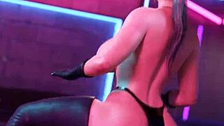 Catwoman performs a sexy dance with big tits and big ass, leading to hardcore anal creampie with monster cock in cartoon fetish style.